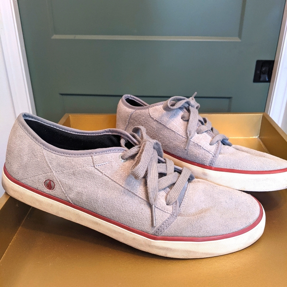 Volcom Grey Suede Tennis Shoes Size 9.5 Used